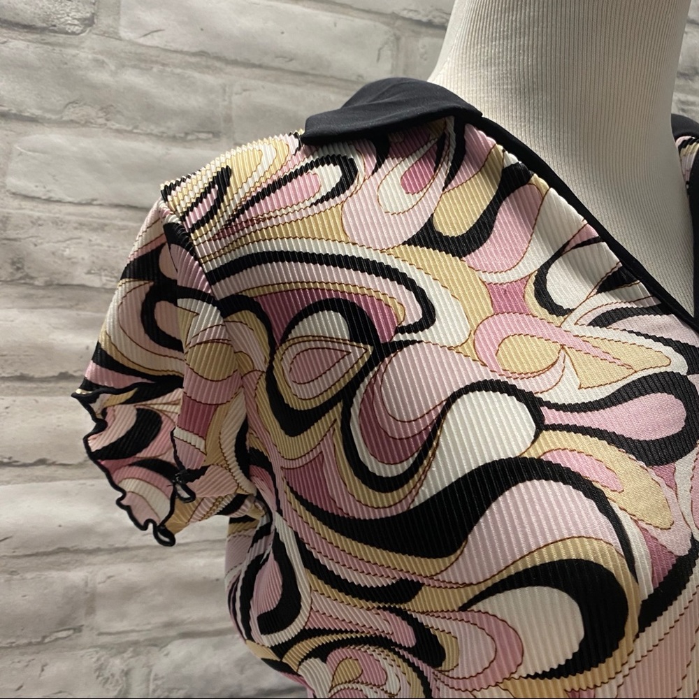 Patterned Vintage Collared Shirt - image 2